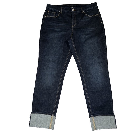 Chico's So Slimming Ankle Jeans Dark Wash Sz L (2) 12 Cuffed Hem Casual Comfort - Picture 7 of 10